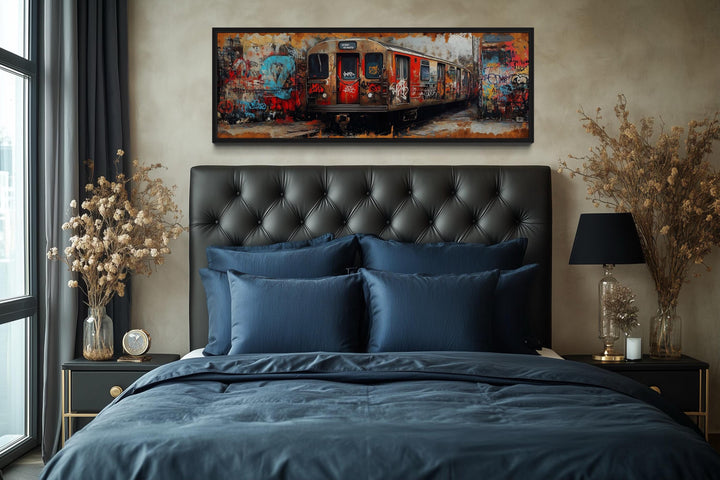 Graffiti Subway Train Long Horizontal Canvas for Men's Bedroom or Office