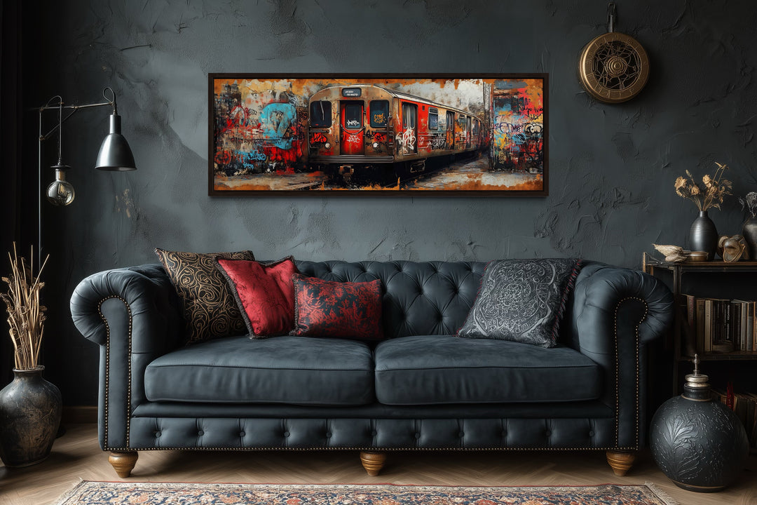 Graffiti Subway Train Long Horizontal Canvas for Men's Bedroom or Office