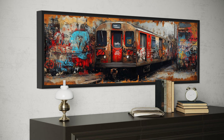 Graffiti Subway Train Long Horizontal Canvas for Men's Bedroom or Office