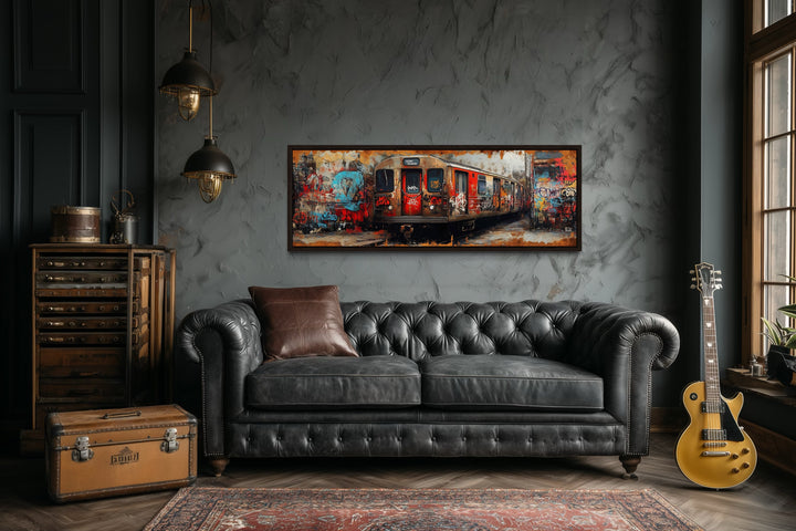 Graffiti Subway Train Long Horizontal Canvas for Men's Bedroom or Office