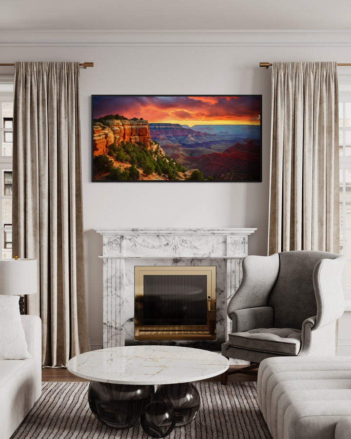 Grand Canyon Sunset Photo Framed Canvas Wall Art