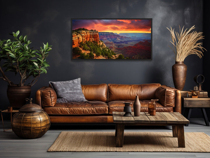 Grand Canyon Wall Art - Framed Sunset Canvas Print with Vibrant Colors