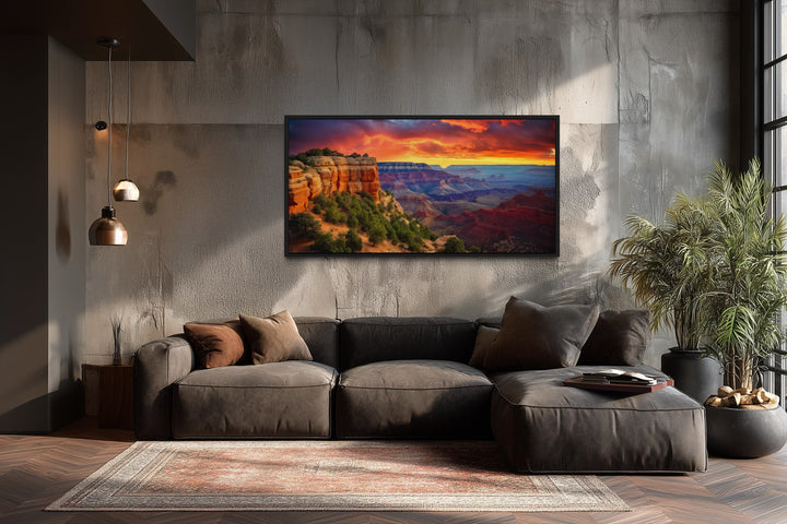 Grand Canyon Wall Art - Framed Sunset Canvas Print with Vibrant Colors