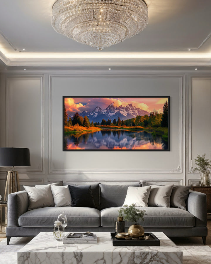 Grand Teton National Park Landscape Framed Canvas Wall Art