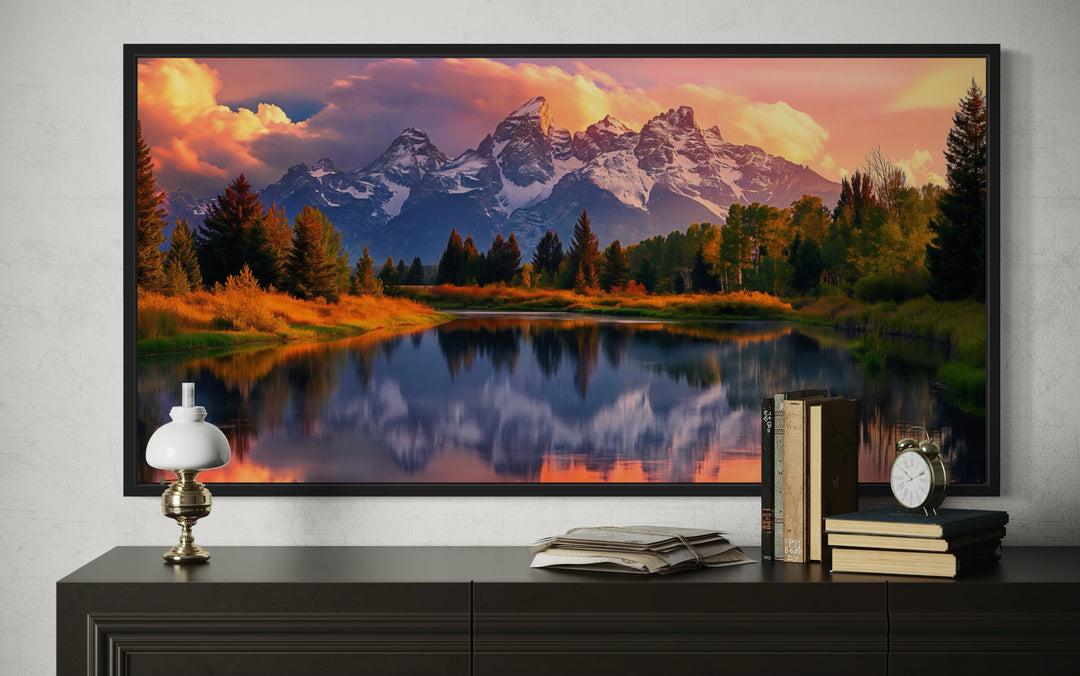 Grand Teton National Park Landscape Framed Canvas Wall Art