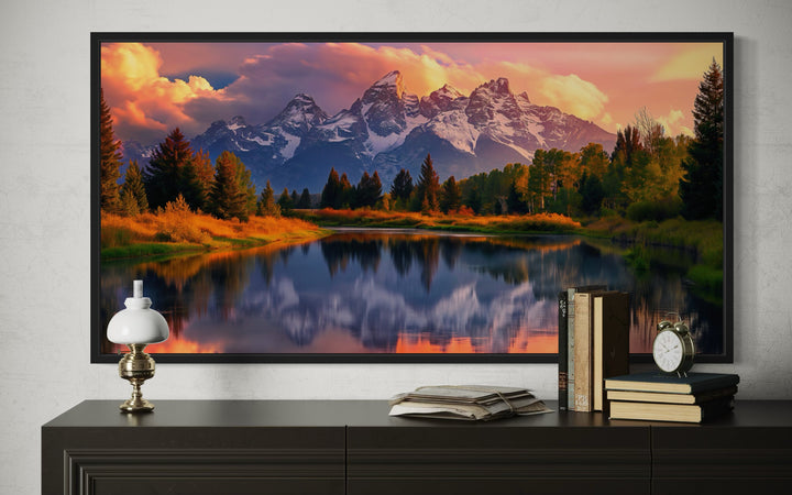 Grand Teton National Park Landscape Framed Canvas Wall Art