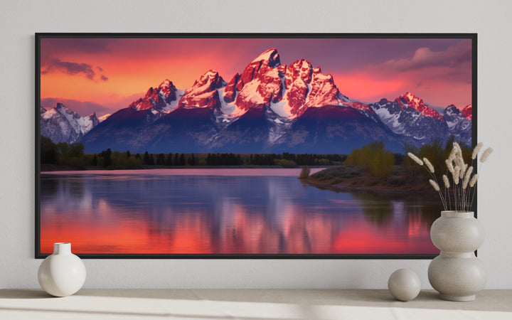 Grand Teton Wall Art – Framed Rocky Mountains Print | Rustic Mountain Landscape Decor