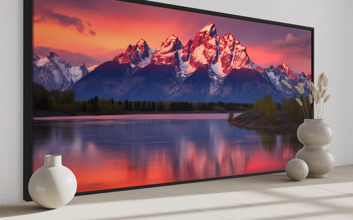 Grand Teton Wall Art – Framed Rocky Mountains Print | Rustic Mountain Landscape Decor