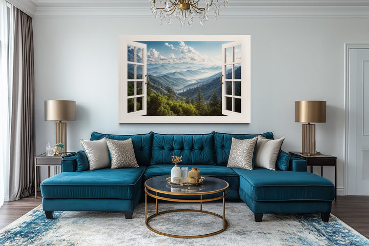 Great Smokey Mountains View From Open Window Painting