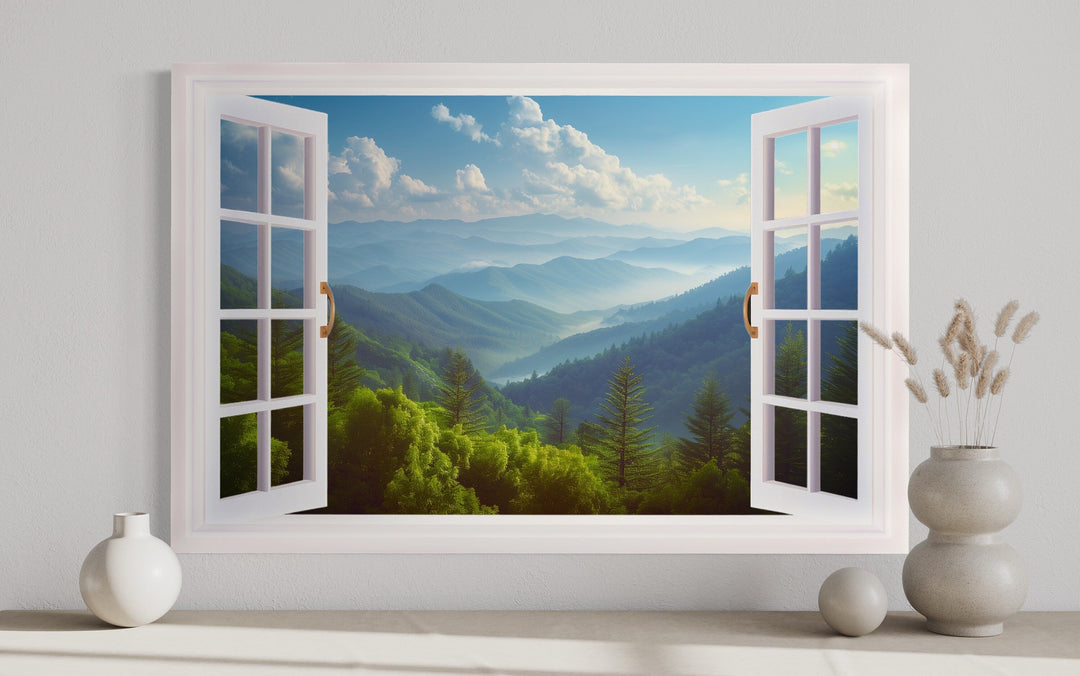 Great Smokey Mountains View From Open Window Painting