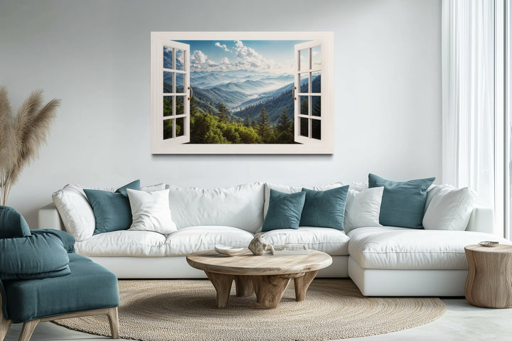 Great Smokey Mountains View From Open Window Painting