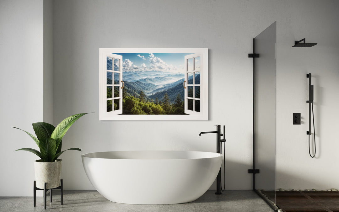 Great Smokey Mountains View From Open Window Painting