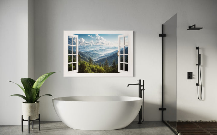 Great Smokey Mountains View From Open Window Painting