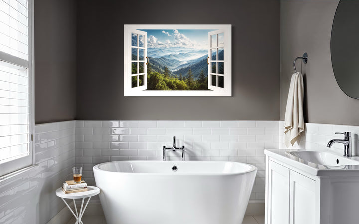 Great Smokey Mountains View From Open Window Painting