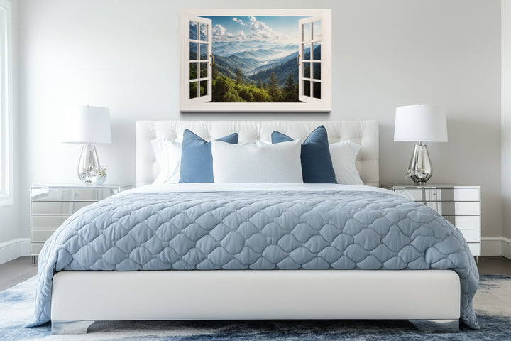 Great Smokey Mountains View From Open Window Painting