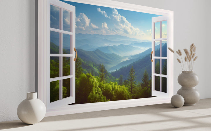 Great Smokey Mountains View From Open Window Painting