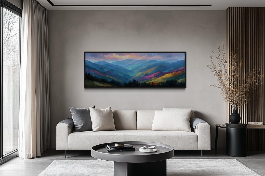 Great Smoky Mountains Sunset Long Horizontal Canvas Wall Art