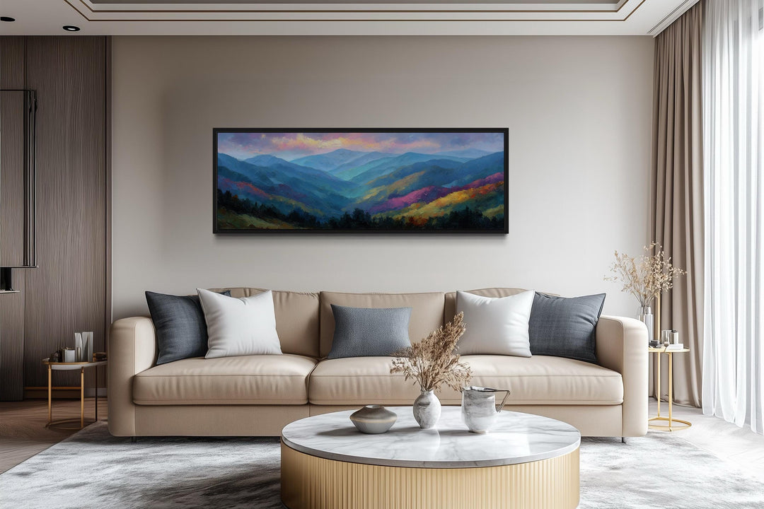 Great Smoky Mountains Sunset Long Horizontal Canvas Wall Art