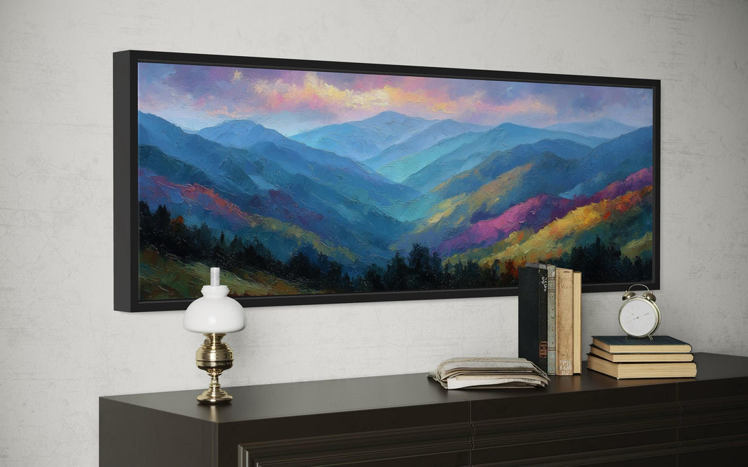 Great Smoky Mountains Sunset Long Horizontal Canvas Wall Art