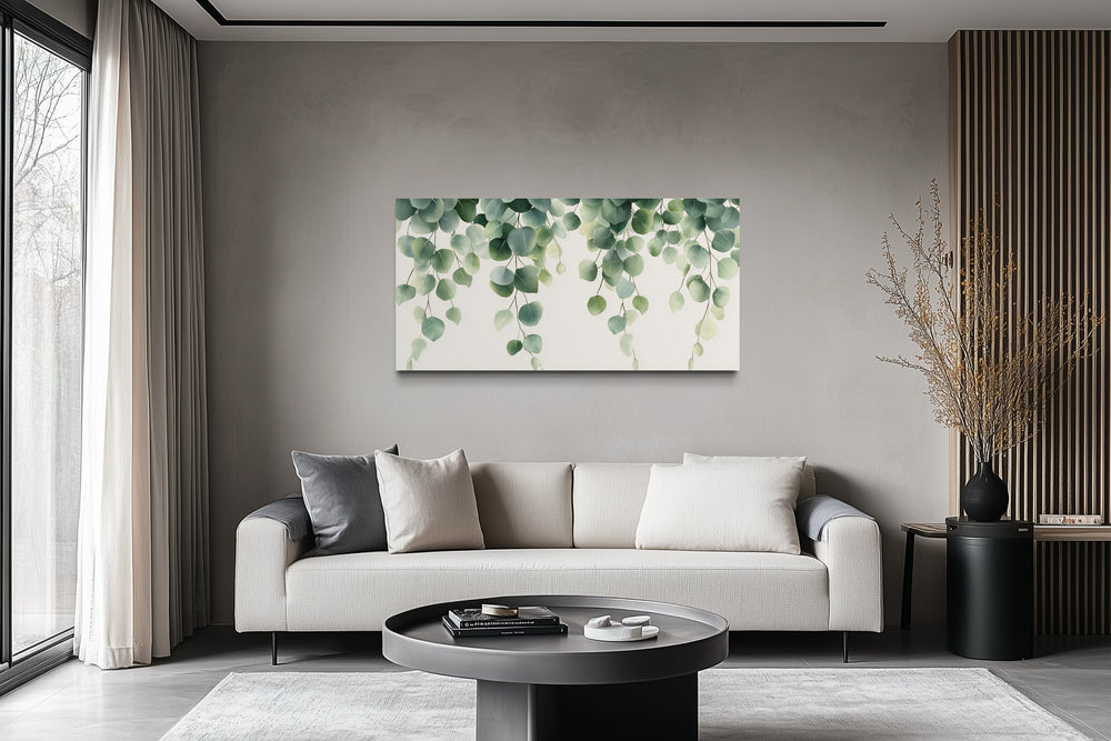 Green Leaves Sage Green Framed Canvas Wall Art