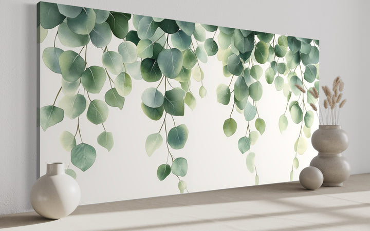 Green Leaves Sage Green Framed Canvas Wall Art