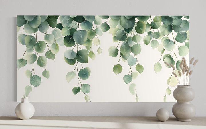 Green Leaves Sage Green Framed Canvas Wall Art