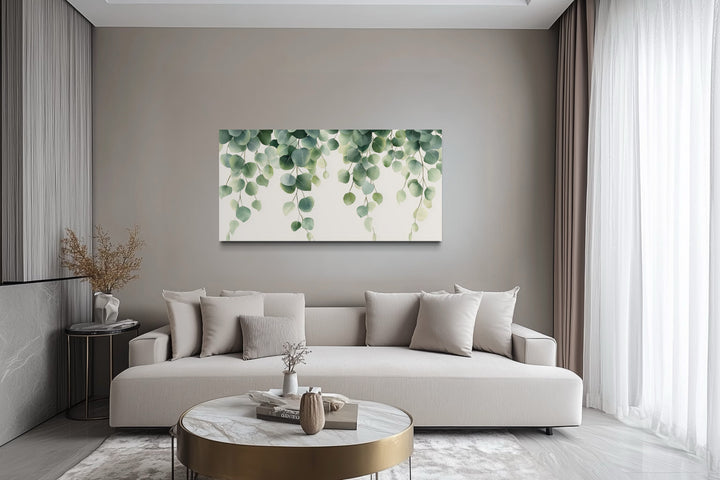 Green Leaves Sage Green Framed Canvas Wall Art