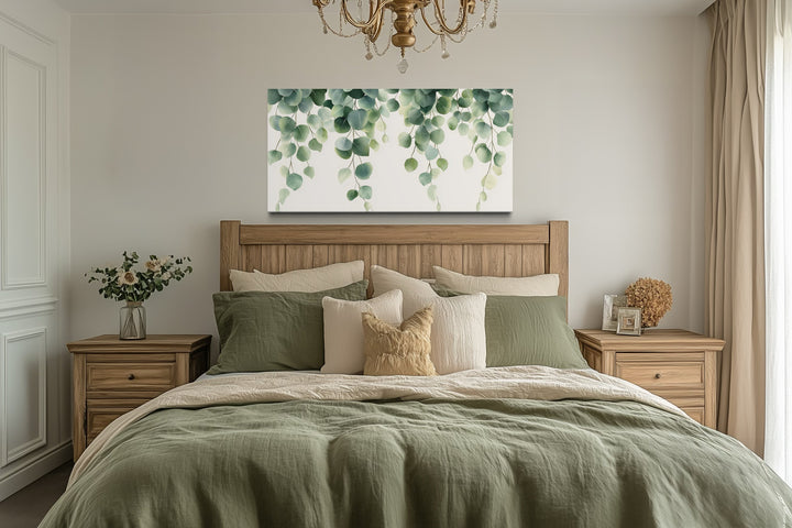 Green Leaves Sage Green Framed Canvas Wall Art