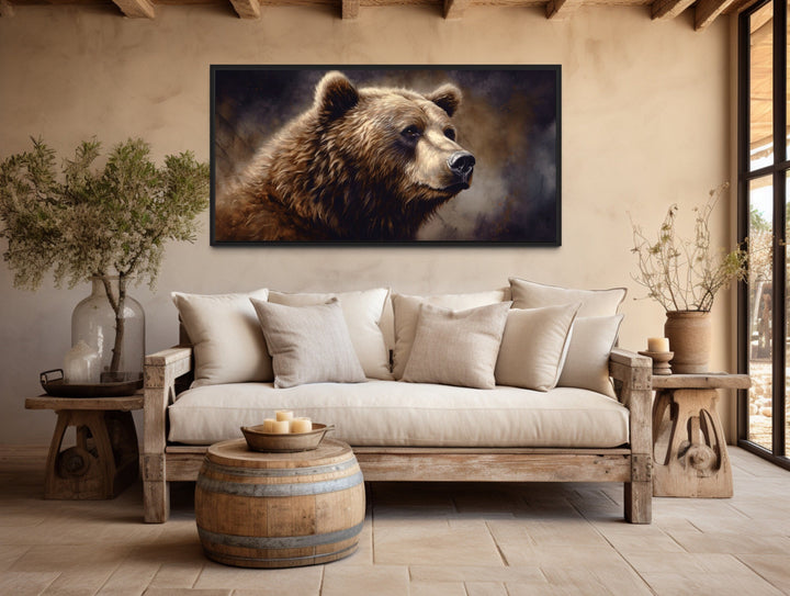 Grizzly Bear Extra Large Cabin Decor Framed Canvas Wall Art