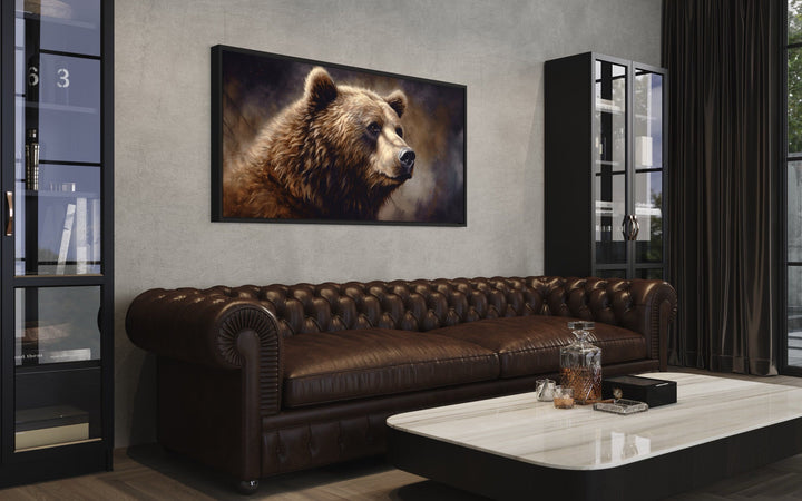 Grizzly Bear Extra Large Cabin Decor Framed Canvas Wall Art