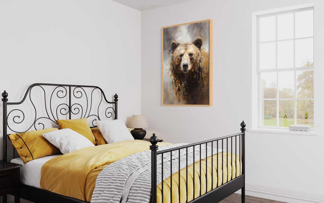 Grizzly Bear Portrait Vertical Framed Canvas Wall Art