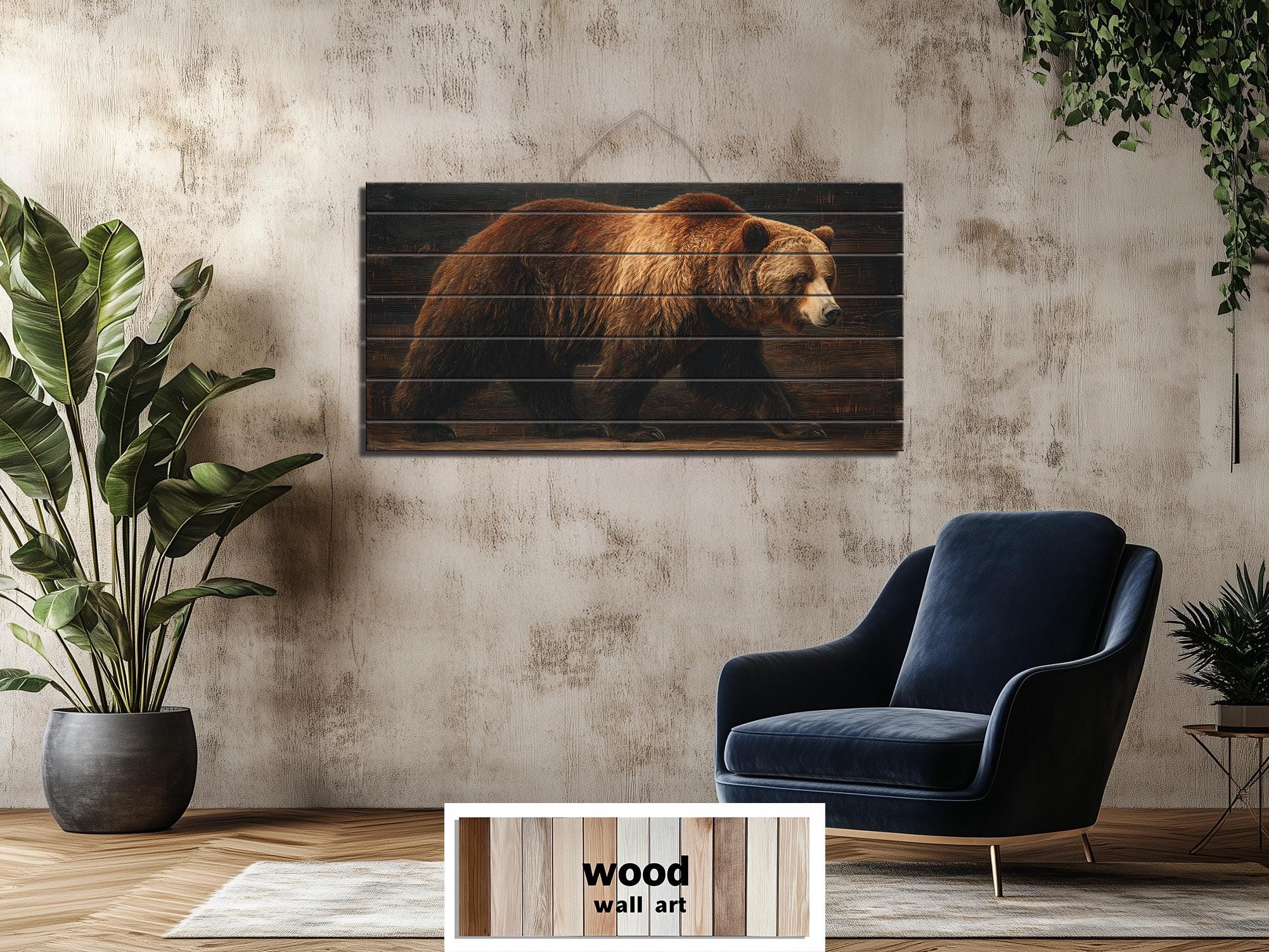 Grizzly Bear Wood Wall Art | Rustic Wilderness Decor – Wall Decor