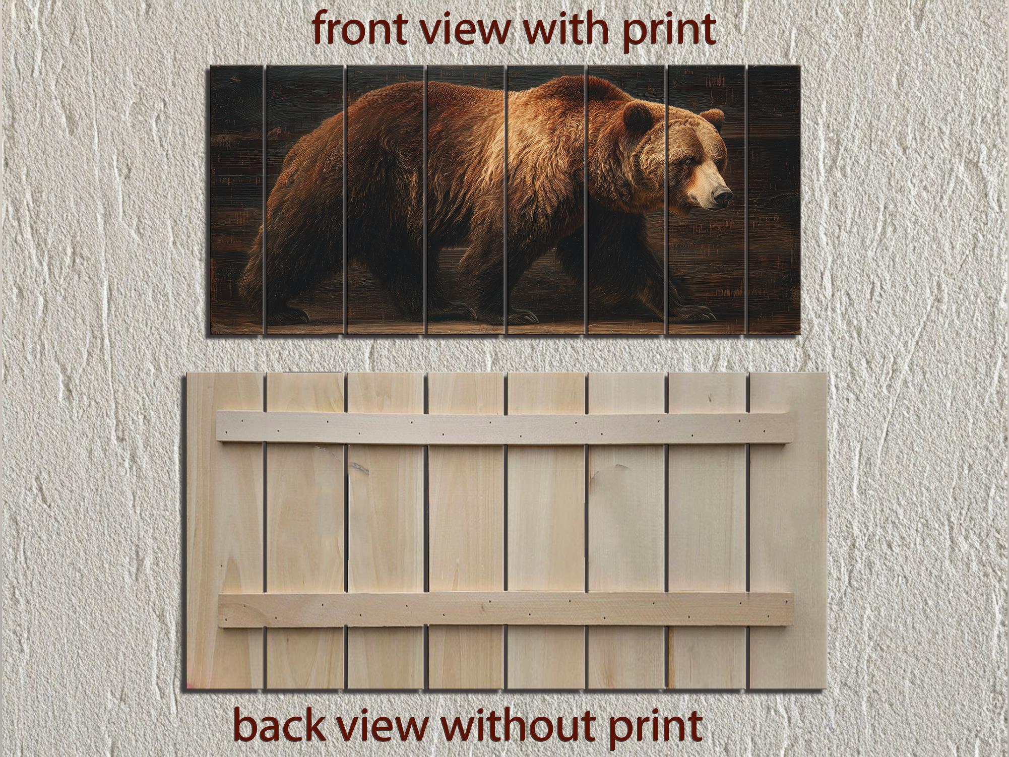Grizzly Bear Wood Wall Art | Rustic Wilderness Decor – Wall Decor