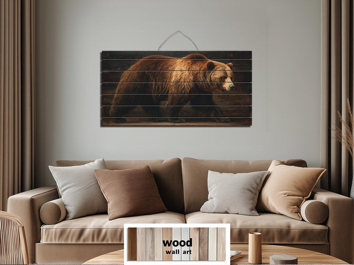 Grizzly Bear Wood Wall Art