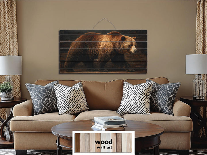 Grizzly Bear Wood Wall Art