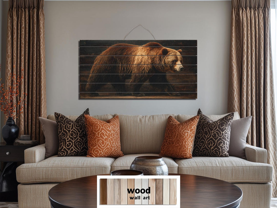 Grizzly Bear Wood Wall Art