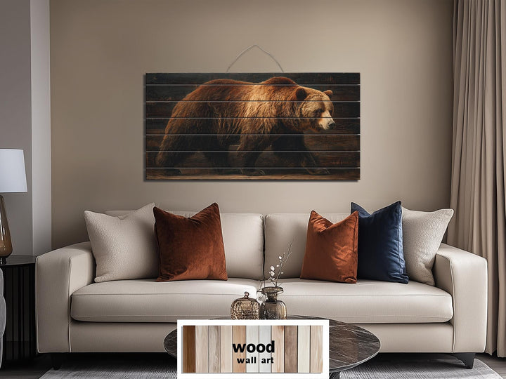Grizzly Bear Wood Wall Art