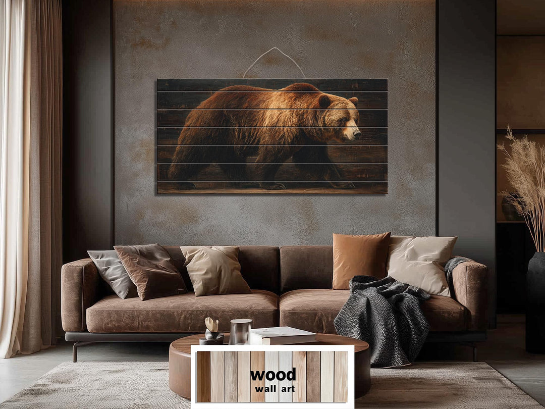 Grizzly Bear Wood Wall Art