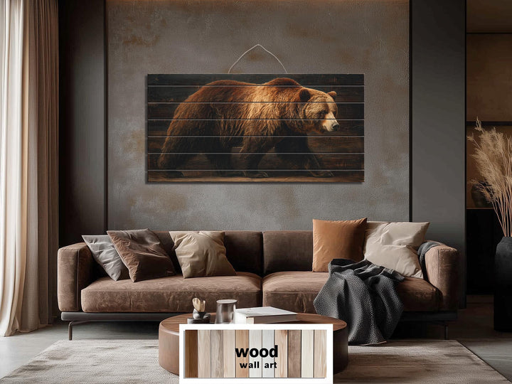 Grizzly Bear Wood Wall Art