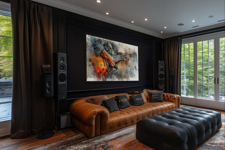 Guitar Wall Art – Hand Painted Watercolor Guitar Canvas | Music Room Decor