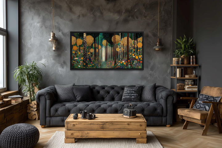 Gustav Klimt Inspired Golden Magical Forest Canvas Wall Art