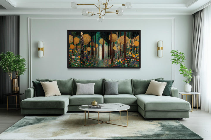 Gustav Klimt Inspired Golden Magical Forest Canvas Wall Art