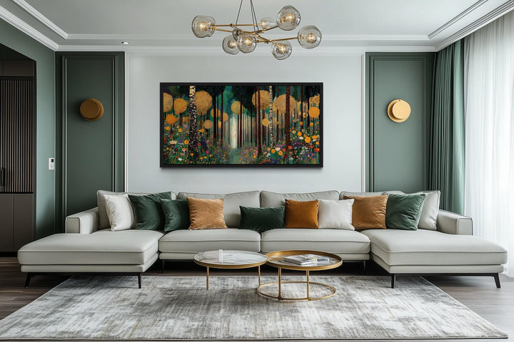 Gustav Klimt Inspired Golden Magical Forest Canvas Wall Art