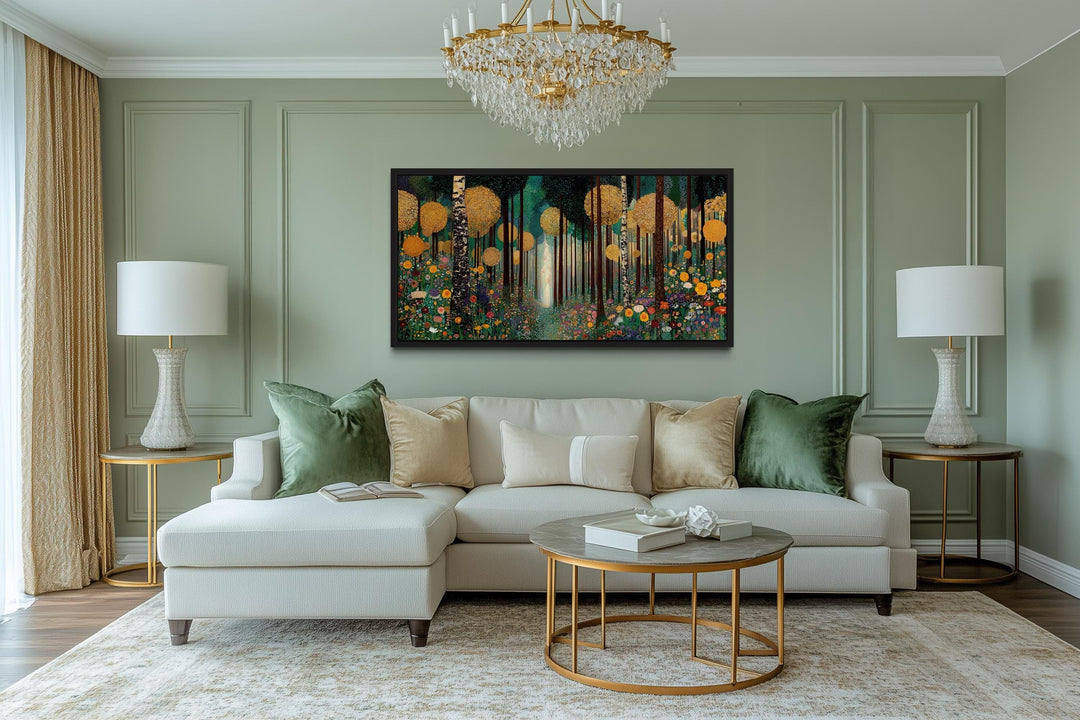Gustav Klimt Inspired Golden Magical Forest Canvas Wall Art