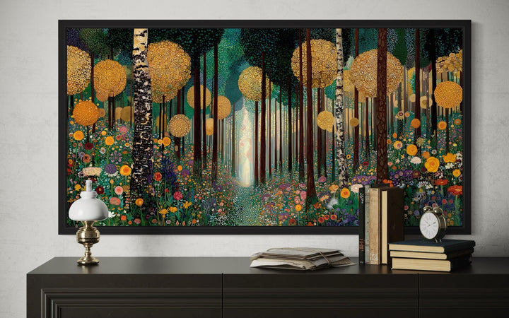Gustav Klimt Inspired Golden Magical Forest Canvas Wall Art