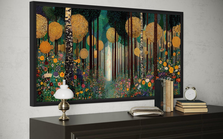 Gustav Klimt Inspired Golden Magical Forest Canvas Wall Art