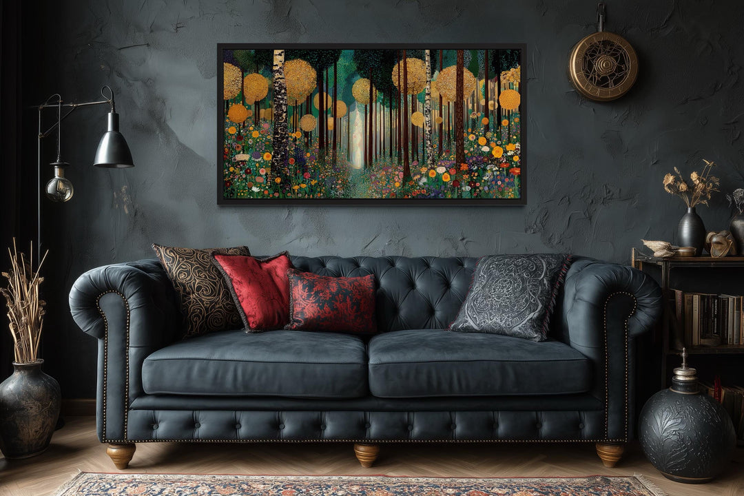 Gustav Klimt Inspired Golden Magical Forest Canvas Wall Art