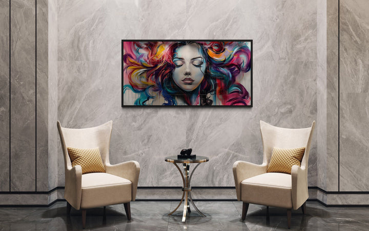 Hair Salon Wall Art – Vibrant Multicolored Hair Design | Urban Salon Graffiti Decor