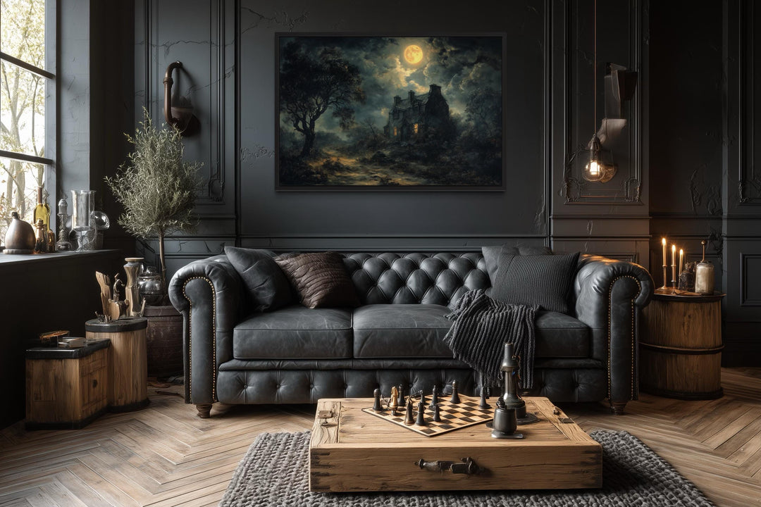 Haunted House Full Moon At Night Gothic Halloween Wall Art