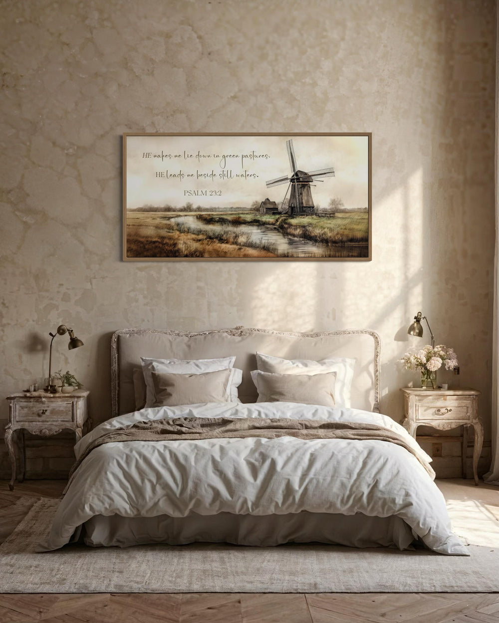 He Makes Me Lie Down in Green Pastures Psalm 23:2 Scripture Wall Art